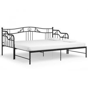 Canap&eacute;-lit extensible OVONNI - Noir M&eacute;tal - 2 places - 90x200cm