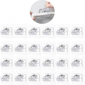24 Pi&egrave;ces Support Tringle Rideaux sans Percage Accroche Rideau sans PercageSupports de Tringle Auto-Adh&eacute;sifsTringle a Rideaux