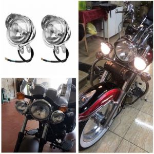 12v universel Chrome couleur ABS Moto lumière antibrouillard phare Moto lampe à LED phare Faro Moto 2pcs -WM2128