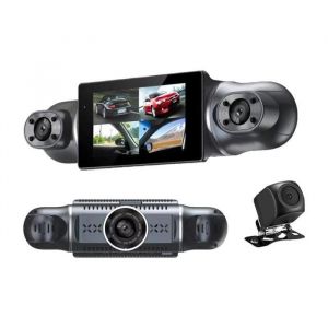 PRUMYA Caméra de voiture wifi 4K FHD 4 canaux 170° angle 1080P 3 IPS Vision nocturne boîte noire vidéo enregistreur pour voiture
