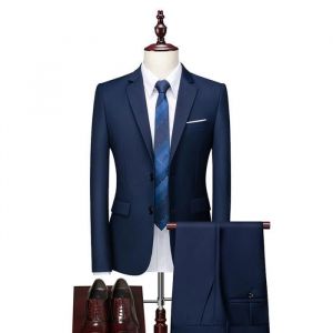 Costume Homme 2 pièces - XHN336 - Bleu marin - Fête Soirée Mariage Business Fit