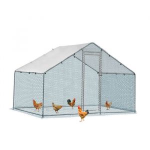 Enclos Poulailler 6m&sup2; en Pente - 2x3x2m Parc Grillag&eacute; Ext&eacute;rieur pour Poules Lapins