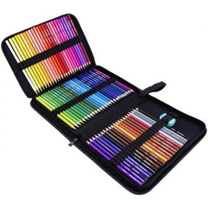 Crayons de couleur - ZGEER - 72 couleurs - Grasse - Etui &agrave; fermeture &agrave; glissi&egrave;re - DIN EN71