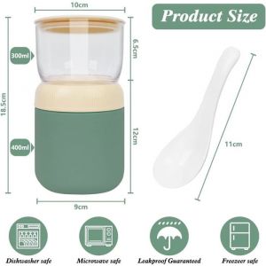 Pot de yaourt isotherme pot de c&eacute;r&eacute;ales &eacute;tanche pot de petit-d&eacute;jeuner &agrave; emporter avec couvercle et cuill&egrave;re pot de flocons