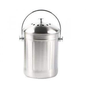 Seau Compost Inodore en Acier Inoxydable pour Cuisine - Poubelle Compost Cuisine - Comprend Filtres à Charbon de Rechange ，3018cm