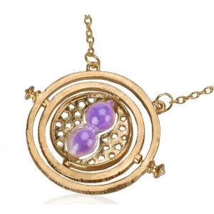 Collier - Harry Potter - Sablier Retourneur de Temps - Plaqu&eacute; Or - Violet