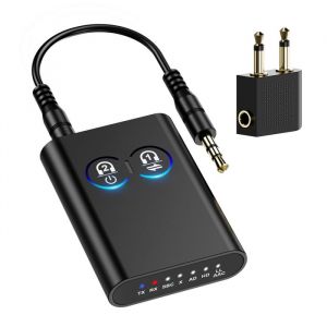 Émetteur-Récepteur Bluetooth 5.2 2-en-1 Adaptateur Bluetooth avec Double Connexion AptX Adaptatif Prise Jack 35mm