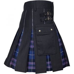 Kilt écossais pour homme - Traditionnel écossais - Noir - Denim - Tartan irlandais - Kilt moderne