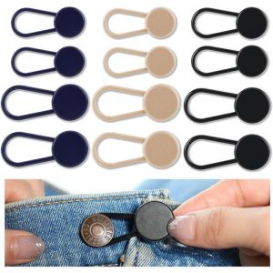 Extenseur de Bouton de Pantalon 12 Pi&egrave;ces - &Eacute;largisseur de Taille en 2 Tailles & 3 Couleurs Sans Couture Homme/Femme Pour Label
