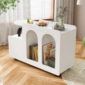 Buffet à cuisine armoire dappoint à roulettes chariot de rangement polyvalent pour salon salle à manger blanc