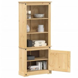 (Solde dautomne)Buffet haut - CLARENCE - Commode/Buffet de cuisine Corona 74x38x170 cm - Bois de pin massif MEU2474