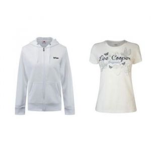 Sweat-shirt Femme - Lee Cooper - Blanc - Capuche - 100% Polyester - 1 T-shirt Offert