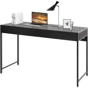 RELAX4LIFE Bureau Informatique à 2 Tiroirs Cadre en Acier Table Style Industriel Charge Max 100 kg 112 x 48 x 76 cm Noir