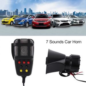 Qiilu sirène de klaxon de voiture Haut-parleur audio de voiture 7 sons sirène de klaxon de haut-parleur auto hyperfrequence