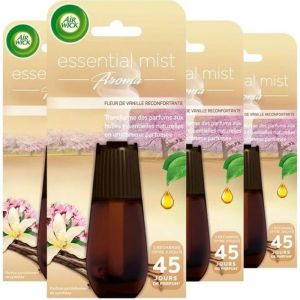 Air Wick Desodorisant Essential Mist Recharge Vanille 20ml Lot de 4