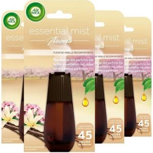 Air Wick Desodorisant Essential Mist Recharge Vanille 20ml, Lot de 4