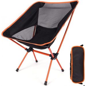 Chaise de Camping Pliante Ultra L&eacute;g&egrave;re Chaise de Plage avec Sac de Transport Chaise de P&ecirc;che Pliante (Orange et Noir)