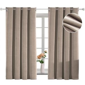 YSTELLAA Rideau Velours Thermiques Lot De 2 140&times;145cm Rideau Thermique Isolant Anti Froid Chameau