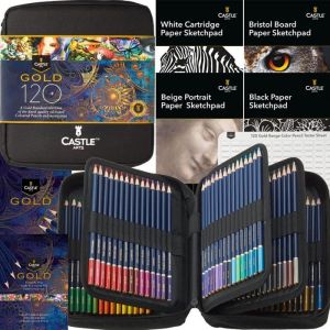 Crayons de Couleur Castle Art Supplies Gold-Standard 120 Couleurs Professionnels