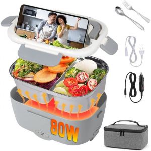80W &Eacute;lectrique Gamelle Chauffante Bo&icirc;te &Agrave; Lunch 3 En 1 Lunch Box Gamelle Chauffant Boite Repas Alimentaire 220V 12V 24V En Ac[Z88]