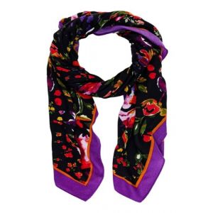 Desigual &Eacute;charpe noir pour femme - Mixed Flowers Rectangle Foulard 287191