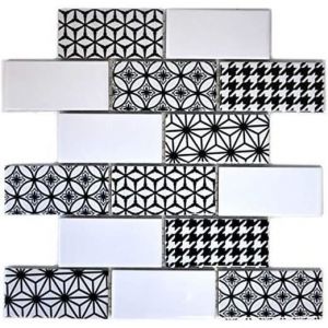 Carrelage Mosaïque - MOSANI - MOS26M-0103 - Céramique - Gris Blanc Noir - Brillant