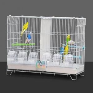 OHMG  Cage &agrave; oiseaux avec s&eacute;parateur central Plateau &agrave; tiroir Convient aux perroquets de taille petite &agrave; moyenne (blanc)