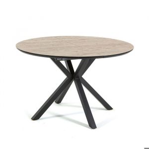 Table extensible SEBASTIAN plateau en MDF et pieds en métal ronde 120 cm ovale 160 cm avec rallonge design moderne et élégant