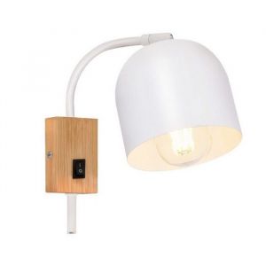 Nettlife Spot mural applique en bois avec interrupteur - spots muraux 1 ampoule E27 lampe de couloir blanc
