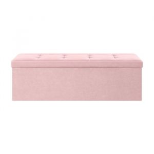 Banc de Rangement Repose-Pieds Pliable 38 x 110 x 38 cm Coffre Pouf pour Salon Chambre Entr&eacute;e Rose Bonbon