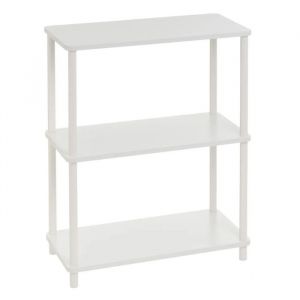 Console &eacute;tag&egrave;re meuble dentr&eacute;e  de 3 niveaux coloris blanc - Longueur 60 x Largeur 30 x Hauteur 76 cm