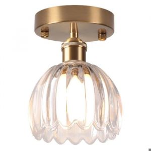 WOTTES 1 x Plafonnier en Transparent Verre Lustre Moderne Abat-jour en Cr&eacute;ativit&eacute; Fleur Lampe Plafond Luminaire pour Cuisine Loft