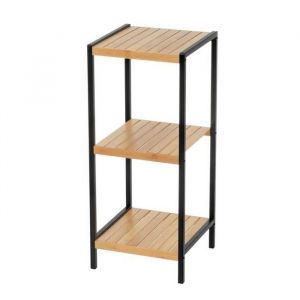Etagère meuble étagère en bois coloris naturel et métal noir - Longueur 30 x Profondeur 30 x Hauteur 70 cm