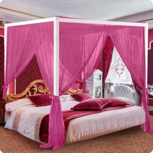 Rideaux De Lit À Baldaquin À 4 DAngle Pour Adultes Moustiquaire Pour Lit Rideaux De Lit Luxueux Pour Décoration De Chambre