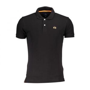 Polo Homme Noir LA MARTINA Textile SF18437 - Ajust&eacute;e - Manches courtes - Col polo