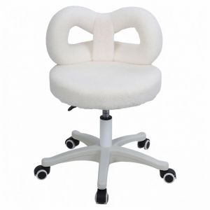 FLASIDU Chaise Coiffeuse Pivotant Fauteuil Salon Moderne R&eacute;glable Chaise Rembourr&eacute;e avec Dossier pour Chambre Beige