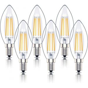 Ampoule LED E14 &agrave; intensit&eacute; variable petite ampoule &agrave; filament SES culot &agrave; vis Edison blanc chaud 2700 K 400 lm lot de 6