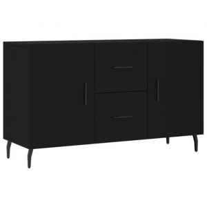 Buffet bas - FYDUN - Noir - Bois dingénierie - Métal - 100x36x60 cm