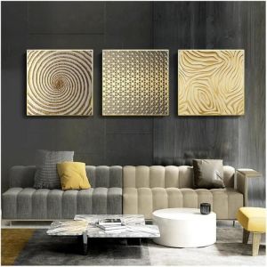 Abstrait Or Noir Blanc Moderne Carré Texture Toile Peinture Affiches Et Impressions Mur Art Photos Salon Décor 40x40cm sans cadre