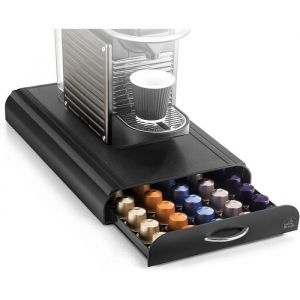 Support à dosettes - Anchor - Tiroir de rangement - 50 Capsules - Noir - Compatible Nespresso