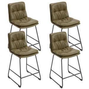 Wahson Tabouret de Bar Lot de 4 Chaise Haute Bar Moderne avec Coussin Chaise de Cuisine pour Ilot Central Comptoir Cuir PU Vert