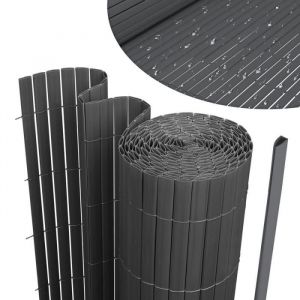 Ikodm Canisse en PVC pour le jardin Balcon ou terrasse Double face Occultant Cloture Gris 90 x 400cm BRANDE