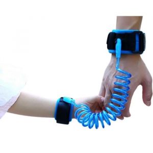 Corde Poign&eacute;e Anti-Perte Harnais de S&eacute;curit&eacute; Poignet Braclet Souple Sangle Ressort dattache pour B&eacute;b&eacute; Bambin Bleu