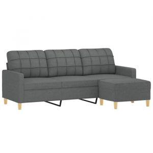Sofa droit fixe - Clic Clac Canap&eacute; &agrave; 3 places - NEUF - avec repose-pieds Gris fonc&eacute; 180 cm Tissu CA8250942