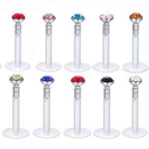 Piercing Labret - Noname - 20pcs - Acrylique Flexible - Hypoallerg&eacute;nique - Transparent