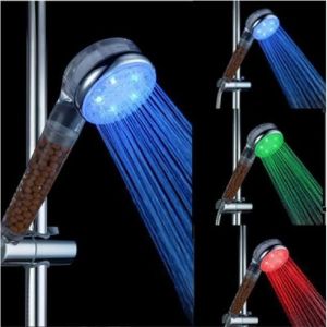 Pomme De Douche LED Pommeau &agrave; Main Spa Anion Rappel LED 3 Couleurs Selon La Temp&eacute;rature