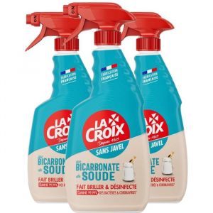 La Croix Spray Bicarbonate de Soude - Sans javel - D&eacute;sinfecte 9999% des bact&eacute;ries - Brillant &ndash; 500ml &ndash; Lot de 3