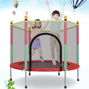 Trampoline enfant 140 cm avec filet de s&eacute;curit&eacute; sur&eacute;lev&eacute; cadre en acier trampoline ext&eacute;rieur et int&eacute;rieur stable