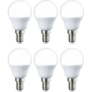 Lot de 6 petites ampoules LED rondes G45 Culot Edison &agrave; vis E14 5 W Blanc chaud Intensit&eacute; non variable [Classe &eacute;nerg&eacute;tique F]