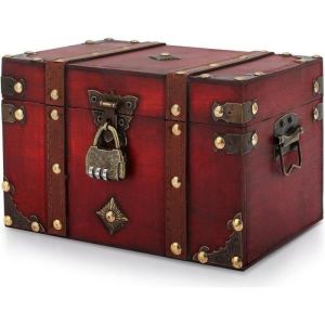 Boîte de rangement en bois rétro avec serrure coffre au trésor en bois avec cadenas de pirate boîte en bois ornements décoratifs